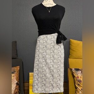 89th & Madison Black and White Midi Pencil Skirt